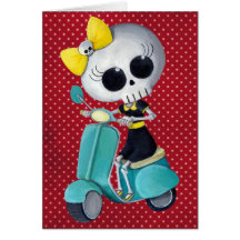 Pequeña Srta. Death en la vespa Tarjeta