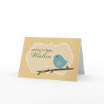 Pequeña tarjeta de cumpleaños azul del pájaro tarjetas