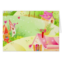 pequeñas casas rosadas tarjeta