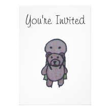 Pequeñas invitaciones de un peluche comunicados personalizados