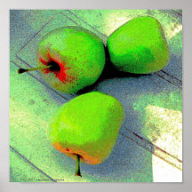 PEQUEÑAS MANZANAS VERDES EN VERDE POSTER