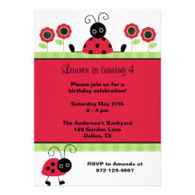 Pequeñas mariquitas rojas invitaciones personales 