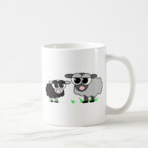 Pequeñas ovejas negras lindas y ovejas de BigGray Taza De Café