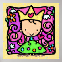 Pequeño amarillo femenino de princesa Print 12x12  Poster