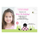 Pequeño cumpleaños 5x7 del *PHOTO* del rosa de la  Invitación
