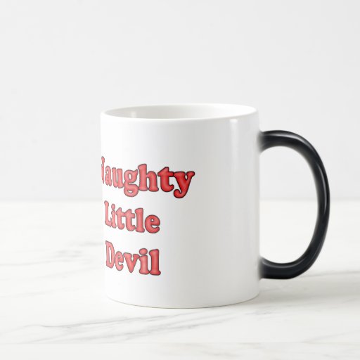 Pequeño diablo travieso con el texto tazas de café