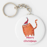 Pequeño gato lindo del navidad llaveros