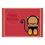 pequeño mono del feliz cumpleaños tarjetas