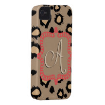 Pequeño monograma del leopardo Case-Mate iPhone 4 protectores