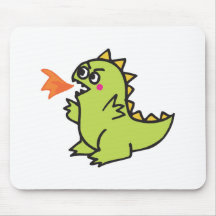 pequeño monstruo verde lindo del dragón del fuego alfombrillas de ratón