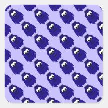 Pequeño monstruo violeta azul marino tonto pegatina