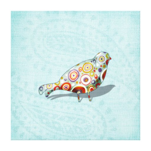 Pequeño pájaro caprichoso enrrollado del Doodle en Impresiones En Lienzo Estiradas