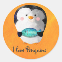 Pequeño pingüino lindo pegatina redonda