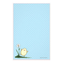 Pequeño polluelo feliz de Pascua en lunares azules Papeleria Personalizada