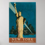 Pequeño poster con la estatua del vintage del dise