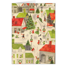 Pequeño pueblo del navidad felicitaciones