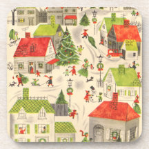 Pequeño pueblo del navidad posavasos