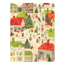 Pequeño pueblo del navidad postal