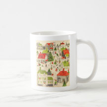 Pequeño pueblo del navidad taza de café