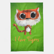 Pequeño tigre lindo toallas de cocina