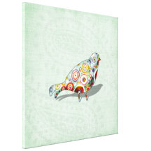 Pequeño verde caprichoso enrrollado de Paisley del Lienzo Envuelto Para Galerias