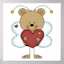 pequeños adorables manosean el oso que lleva a cab posters