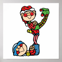 pequeños duendes divertidos del navidad posters