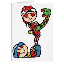 pequeños duendes divertidos del navidad felicitación