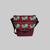 Pequeños elefantes lindos con los modelos aztecas bolsas messenger