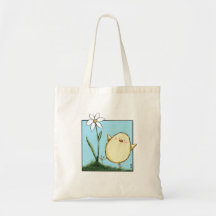 Pequeños polluelo y flor amarillos felices de Pasc Bolsa
