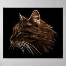 Perfil del fractal de la cabeza del gatito del gat posters