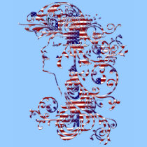 Perfil patriótico de la belleza americana del KRW camisetas
