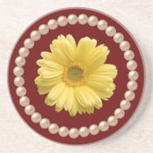 Perlas y práctico de costa amarillo de la margarit posavasos personalizados