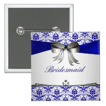 Perno de plata azul adornado del botón del banquet pin