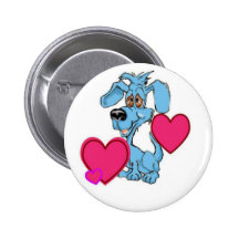 Perrito azul con los corazones pin