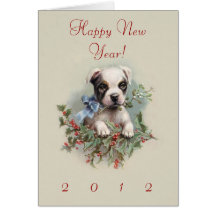 Perrito de Boston Terrier - el perro lindo del Año Tarjetón