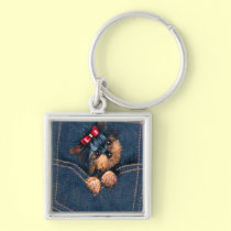 Perrito de Yorkie en bolsillo llaveros