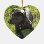Perrito negro del pastor alemán de la laca ornamento para arbol de navidad