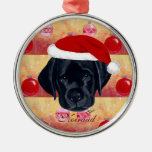 Perrito negro personalizado de Labrador del navida Ornamentos De Navidad