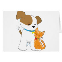 Perrito y gato lindos felicitaciones