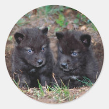 perritos de lobo etiquetas redondas