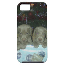 Perritos de Weimaraner del navidad iPhone 5 Case-Mate Cobertura