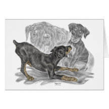Perritos del Pinscher del Doberman Tarjeton