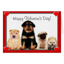 Perritos felices del el día de San Valentín Tarjetas