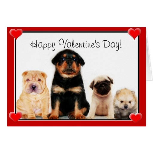 Perritos felices del el día de San Valentín Tarjetas