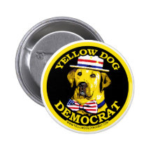 Perro amarillo Demócrata. Botón Pin
