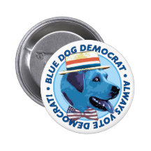 Perro azul Demócrata. Botón Pin