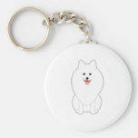 Perro blanco lindo. Perro de Pomerania o Pomerania Llavero Personalizado