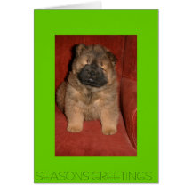 Perro chino rojo; Navidad Felicitaciones