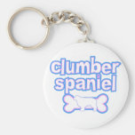 Perro de aguas de Clumber rosado y azul Llaveros Personalizados